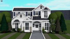 Light Suburban House Bloxburg, Surburban Beach House, Realistic Bloxburg House Exterior Coastal, Bloxburg House Layouts Suburban, Suburban Beach House, Bloxburg Scandinavian House, Cozy Suburban House, Suburban House Bloxburg