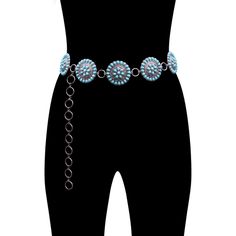 Turquoise flower conchos add very unique western look One size fits most. (waist size 30 ~ 40 Inches) Easy hook closure buckle Red Turquoise Chain Belt, Western Turquoise, Teen Outfits, Western Look, Turquoise Flowers, Chain Belt, Outfits For Teens, Waist Size, Saddle