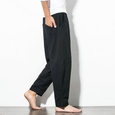 Material: Polyester, Cotton • Length: Full Length • Style: Casual, Flat, Wide Leg Pants • Decoration: None • Type: Full Length, Broadcloth, Loose, Mid, Drawstring Non-stretch Wide Leg Harem Pants For Leisure, Stretch Cotton Harem Pants For Leisure, Casual Black Straight Leg Harem Pants, Black Straight Leg Casual Harem Pants, Casual Baggy Solid Yoga Pants, Spring Black Straight Leg Harem Pants, Wide Leg Stretch Harem Pants For Leisure, Stretch Wide Leg Harem Pants For Leisure, Black Cotton Straight Leg Harem Pants