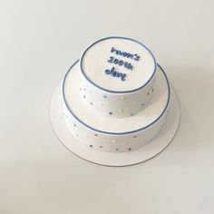 two tiered birthday cake with happy new year written on it