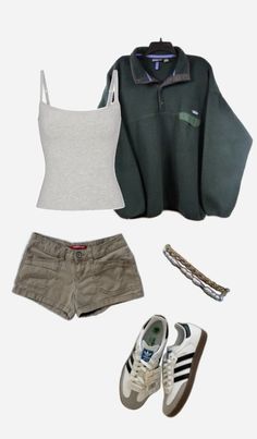 summer, shorts, adidas aesthetic fit inspo Shameless Summer Outfits, Hot Weather Outfits Women, Art Inspired Outfits, Oregon Summer Outfits, Cute Outfit Collage, Swaggy Outfits Summer, Summer Outfits Vintage 90s, Cotton Shorts Outfit, Summer Comfy Outfit