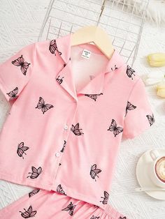 Pink Cotton Sets With Buttons, Pink Button-up Sets For Summer, Clothes Sale, Women Clothes, Short Sleeve Button Up, Butterfly Print, Fashion Online Shop, Online Fashion, Summer Casual