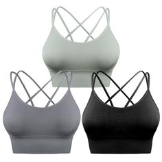 PRICES MAY VARY. ✔Unique Design: This strappy sports bra offers extra back support, fashionable and stylish. Crisscross back straps let you twist with ease, fits for gym,running, workouts, yoga, pilates also daily wear ✔Breathable Material: with cotton-like moisture-wicking meterial, this bra is soft and comfortable to wear in any occasion. We wear-tested by our in-house team for the Perfect Fit ! You Will Get Staying Fit & Focused ✔Removable Padding: Seamless sports bra with removable pads add Gym Bra, Fitness Activewear, Bra For Women, Strappy Sports Bras, Workout Attire, Seamless Sports Bra, Women's Workout, Yoga Bra, Blue White And Black