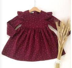 Girls dress made of 100% cotton. Long sleeve. Muslin fabric. Double gauze with golden dots. Color:purple You can buy the same color headband here https://www.etsy.com/uk/listing/871506857/organic-linen-hair-bow-for-girl-or-baby?ref=shop_home_active_10 All items are handmade and unique, therefore pattern placements may vary slightly from the item pictured. Sizing Guidelines (runs big and fits better on a maximum age range indicated, if between sizes better size down): 1-3 month (62cm/24.4in. heig Polka Dot Long Sleeve Cotton Dress, Long Sleeve Polka Dot Cotton Dress, Birthday Long Sleeve Dress, Toddler Christmas Dress, Christmas Dress Baby, Sage Green Dress, First Birthday Dresses, Dress Baby Girl, Dots Dress