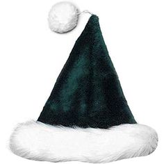 a green and white santa hat with a pom - pom