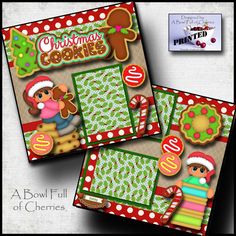 two christmas cookies are shown on the front and back of this card, which is decorated with