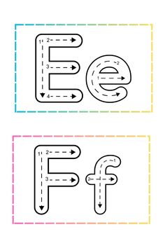 the letters f and f are outlined in two different colors, with arrows pointing to each other