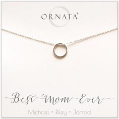 The best Mother's Day gifts for 2019 - personalized jewelry for mom is the way to go! This sterling silver necklace in the Best Mom Ever style is a perfect mothers day gift from children.  This mothers day present can be personalized with the children's names custom printed on the jewelry card for no extra charge, making this a great gift idea for mother! Hammered Silver Jewelry, Silver Necklace Simple, Simple Silver Jewelry, Necklace For Girlfriend, Sterling Necklaces, Best Mom Ever, Jewelry Card, Silver Jewelry Pendant, Jewelry Outfit