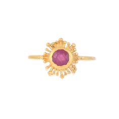 Ruby 14K Gold Vermeil Over Sterling Silver Ring 925 Silver = 2.20 gm. Ruby = 0.70 ct. Ruby is the birthstone for July and is a symbol of energy, power and love. The beautiful Ring measures to be US Size 7 and can be re-sized at no extra cost . The Ring is made by a team of highly trained and skilled artisans. What is Vermeil 14K Gold? It is a thick layer of 14K Gold plating on 925 Sterling Silver. If for any reason you are not completely satisfied, you may return, exchange, replace, or credit yo Gold Rings With Birthstone In Modern Style, Gold Fusion Rings With Birthstone, Gold Fusion Style Rings With Birthstone, Gold Rings With Birthstone, Dainty Yellow Gold Cluster Ring With Gemstone, Spiritual Yellow Gold Birthstone Ring Gift, Spiritual Gold Rings With Ruby, Spiritual Gold Ruby Rings, Spiritual Yellow Gold Birthstone Ring