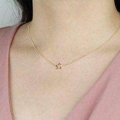 "Star Charm Necklace, Star Charm Choker, 14k Gold Star Necklace, 14K Solid Gold Star Choker, Gold Star Necklace, Choker Necklace, Minimalist ≫ Product Details ◈ Handmade / Handcrafted Fine Jewelry ◈ Star Size: Approx. 9.5mm ◈ Metal: 14K Solid Gold (18K also available - Additional fees may apply) ◈ Gold Color: White gold, Rose gold, Yellow gold ◈ Chain Length: 13.5\" ~ 18\" ≫ Please read our FAQ below for more detail." Gold Star Necklace, Gold Star Pendant, Star Choker, Charm Choker Necklace, Star Necklace Gold, Necklace Star, Star Charm Necklace, Choker Gold, Choker Pendant