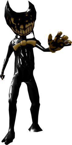 a black and yellow cartoon character is holding out his hand to the side while wearing a cat mask