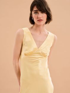 Introducing the ultimate slip dress, Iris, who is ready and waiting to take you from work to weddings or any special occasions. In cool lemon yellow with a thick strap slip silhouette, it's a summer must-have. We love its Empire Line cut that makes it oh-so flattering, and its soft and slinky LENZING™ ECOVERO™ Viscose fabric. Dresses Occasion, Viscose Fabric, Lemon Yellow, Affordable Clothes, Shirt Skirt, British Indian, Denim Top, Brunei, Denim Dress