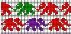 the cross stitch pattern is designed to look like an elephant, and has four different colors