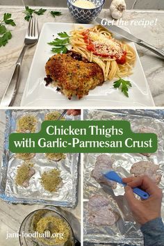 chicken thighs with garlic - parmesan crust are an easy and delicious dinner recipe