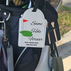 Same Hole Forever Bachelor Party, Golf Bachelor Party Favor, Funny Personalized Favors, Golf Bag Tag Tee Holder, Grooms Gift, Customized🎉 "Last Hole Forever" Bachelor Party Tee Holder 🎉 Elevate your bachelor party game with our "Same Hole Forever" tee holder! This stylish and functional accessory is the perfect addition to your golf-themed celebration, ensuring that your groomsmen and guests tee off in style. ⛳ Key Features: ⛳ Crafted with durability and style in mind Holds multiple golf tees Same Hole Forever Bachelor Party, Bachelor Party Gift Bags, Golf Theme Bachelor Party, Golf Bachelor Party Ideas, Bachelor Party Golf, Golf Favors, Bach Gift, Bachelor Party Games, Golf Bag Tags