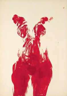 a red and white drawing of a bear