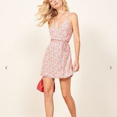 Brand New With Tags (Sadly Too Short For Me, I’m 5’11). Summer Dress With Ditsy Floral Print For Date Night, Summer Ditsy Floral Print Dress For Date Night, Summer Date Night Dress With Ditsy Floral Print, Spring Date Night Dress With Ditsy Floral Print, Red Floral Pattern, Reformation Dress, Dress Wrap, Reformation Dresses, Too Short