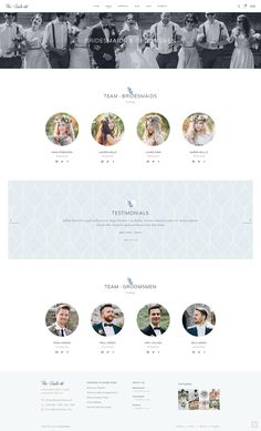 the wedding website is displayed in white and blue, with many different images on it