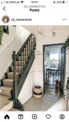 the stairs in this house are black and white