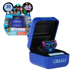 a blue box with some bracelets in it and an image of mickey mouse on the lid