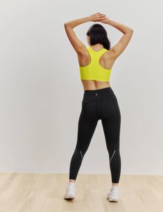 When you want it all, this smooth racerback style is what you need. This sports bra doubles as a workout top so you can effortlessly transition from the gym to the rest of your day. Sewn-in padding and stretchy fabric gives you medium support, seamless feel and none of the shifting. It’s all-around comfort plus a peek of cool mesh. And the secret to the extra pep in your step. | Knix Momenta Racerback Sports Bra in Citron Wireless Bras, Push Your Limits, Racerback Sports Bra, Gym Clothes, Wireless Bra, 4 Way Stretch Fabric, A Workout, Stay Focused, Sports Bras