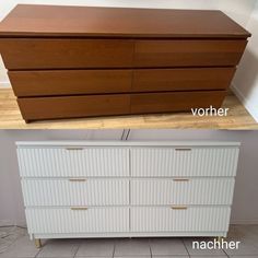 two different types of dressers with the same color and width as shown in this image