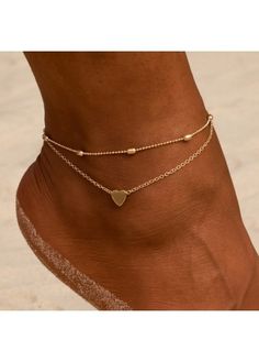 Color:Gold;Material:Metal;Color Scheme:Yellow;Occasion:Daily casual;Package Contents:2 X Anklets; Crochet Barefoot Sandals, Charm Anklet, Leg Chain, Sleeveless Lace Dress, Face Jewels, Crochet Sandals, Snake Chain Bracelets, Metal Detail, Women Shoes Online