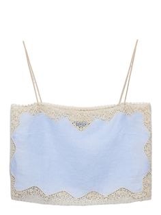 Find PRADA Embroidered Linen Top on Editorialist. Straight fit Straight neckline with straps Flat spaghetti straps Embroidered logo Lace-trimmed detail Lace Vintage Top, Buy Outfits, Bohemian Wedding Guest, Prada Top, Glamour Nails, Uptown Girl, Scallop Hem, Embroidered Linen