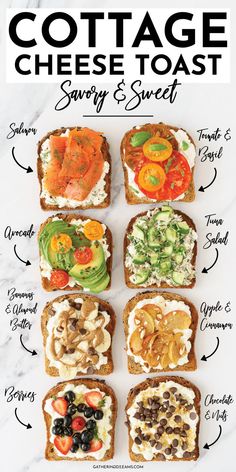 Cottage Cheese Toast Cottage Cheese Toast, Healthy High Protein Meals, Cottage Cheese Recipes, Cheese Toast, High Protein Breakfast, Egg Muffins, God Mat, Light Dinner