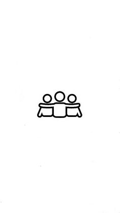 a black and white drawing of three people sitting at a table with their backs to the camera