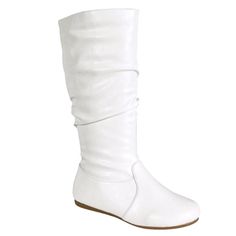 Step Out In These Versatile Mid-Calf Boots New In Box Faux Leatherette Material Side Zipper For Easy Shoe Removal Comfy Flat Heels Shaft Height: Approx 15 In. Heel Height: 0.25 In. Fitting: True To Size. Regular Fit. White Boots Flat, Long White Boots, Cute Shoes Boots, Flat Riding Boots, Flat Heels, Comfy Flats, Womens Mid Calf Boots, White Boots, White Flats