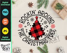 christmas tree svg file for cricut and silhouette cut files - rockin'around the christmas tree