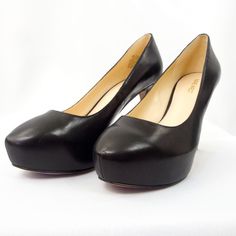 Never Worn. Black Faux Leather Court Shoes For Spring, Black Platform Court Shoes For Office, Black Faux Leather Round Toe Court Shoes, Black Faux Leather Court Shoes For Evening, Chic Black Faux Leather Court Shoes, Black Medium Width Faux Leather Court Shoes, Black Faux Leather Court Shoes, Medium Width, Nude Platform Heels, Closed Toe Wedges