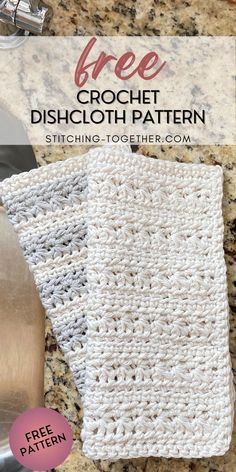 the crochet dishcloth pattern is shown in white