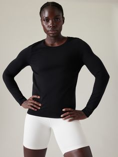 In Motion Seamless Top | Athleta Seamless Top, Black Crewneck, Boat Neck, Workout Tops, Womens Clothing Tops, Tank Tops Women, Top Shirt, Long Sleeve Tshirt Men, Long Sleeve Tshirt