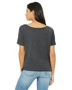 Ladies' Slouchy T-Shirt - DRK GREY HEATHER - M | Bella + Canvas Women's Slouchy T-Shirt in Dark Grey Heather Size Medium | Ringspun Cotton B, BC Blessed Mama, Slouchy Tee, Marble Colors, Business Fashion, Heather Gray, Bella Canvas, Heather Grey, Off The Shoulder, Scoop Neck