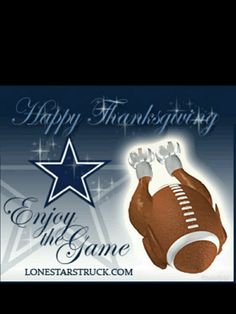 an image of a happy thanksgiving card for the football player with his hand up in the air