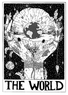 a poster with the earth in it's hands and stars around it, as well as