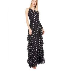 100% Authentic Guarantee Retail $178 New With Tag ( Has Small Hole On Lining ) Color : Black/ White Us Size 10: Bust 39” Waist 34” Length 61” Please View All The Photos Posted, As They Are Part Of The Item Description Elegant Flowy Polka Dot Dress, Elegant Polka Dot Maxi Dress With Ruffles, Chiffon Dress Black, Maxi Chiffon Dress, Belted Shift Dress, Plus Size Jumpers, Gray Cocktail Dress, Trench Dress, Cowl Neck Sweater Dress