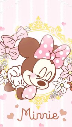 minnie mouse wallpaper with hearts and flowers