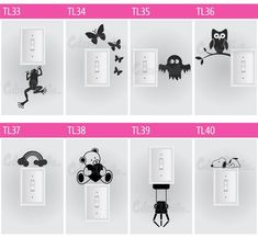 the wall decals are different sizes and colors