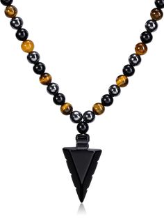 PRICES MAY VARY. [Crystal Necklace for Men]: men’s crystal bead necklace is made of tiger eye, black obsidian, hematite stone bead and arrowhead shape pendant, a fashion and stylish necklace suitable for any causal or formal outfit [Perfect Gifts for Men]: energy protection healing crystal necklace gift for men, boyfriend, husband, dad on Christmas, Valentine’s Day, Father’s Day Gift, Birthday, Wedding, Anniversary [Tiger Eye Stone]: tiger eye stone is grounding and protection stone, tiger eye e Onyx Necklace Men, Men Crystal Necklace, Obsidian Necklace For Men, Beads Necklace For Men, Crystal Beads Necklace, Mens Beaded Necklaces, Black Obsidian Stone, Energy Protection, Obsidian Necklace