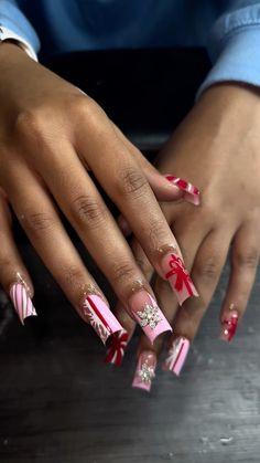 Red Bling Acrylic Nails, Poppin Nails, French Tip Acrylic Nails, Long Acrylic Nails Coffin, Acrylic Nails Coffin Pink