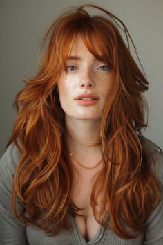 Bring movement, dimension and intrigue to long hair with layers and bangs. Here are 49 gorgeous long layered hair ideas with bangs for your next refresh! 👆 Click for more ideas！ Copper Red Hair Curtain Bangs, Red Layered Hair With Bangs, Red Hair With Curtain Bangs, Curtain Bangs Red Hair, Long Red Hair With Bangs, Bangs Red Hair, Hair With Layers And Bangs, Layered Hair With Curtain Bangs, Hair Ideas With Bangs