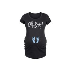 She will love showing off her style with this Maternity Oh Boy Graphic Tee. FEATURES Ruched sides Short sleeves ScoopneckFIT & SIZING Fitted 31 1/2-in. length from shoulder to hemFABRIC & CARE Solid Colors: Cotton ; Heather Colors: Cotton/Polyester Machine wash Imported Size: M-Mat. Color: Black. Gender: female. Age Group: adult. Black Graphic Print Scoop Neck Top, Black Scoop Neck Top With Graphic Print, Black Graphic Print Top With Scoop Neck, Black Short Sleeve Bump Friendly Top, Black Stretch Maternity Top, Black Stretch Tops Bump Friendly, Black Maternity T-shirt Crew Neck, Black Short Sleeve Maternity Top, Casual Black Bump Friendly Tops