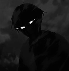 an evil looking man with glowing eyes in the dark night, staring into the distance