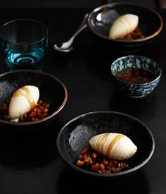 Caramelised pineapple with green Sichuan peppercorn ice-cream recipe, Victor Liong, Lee Ho Fook, Melbourne Restaurant Dessert Recipes, Caramelised Pineapple, Original Desserts, Dessert Restaurants, Dessert Original, Sichuan Peppercorn, Dessert Ice Cream