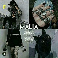 a collage of photos with black cats and models