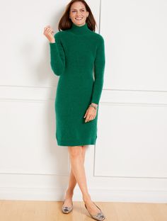 Nothing says cozy like a turtleneck sweater dress. Crafted in a shaker stitch texture in an always-flattering shift silhouette. Perfect for around-the-clock ease. Features Shift Dress Turtleneck Long Sleeve Pull on closure Hits Above Knee Imported Fit: Misses: 36 1/2; Petite: 34 1/2"; Plus: 39" Material: 47% Acrylic, 43% Nylon, 6% Wool, 4% Spandex Care: Hand Wash Cold; Only Non-Chlorine Bleach When Needed; Reshape, Lay Flat To Dry; Cool Iron, If Needed | Turtleneck Sweater Dress Talbots Turtleneck Sweater Dress Outfit, Green Turtleneck Sweater, Green Turtleneck, Sweater Dress Outfit, Turtleneck Sweater Dress, Turtleneck Long Sleeve, Classic Style Women, Turtle Neck Dress, New Arrival Dress