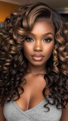 Gorgeous Hot Hair Colors for Dark Skin 🌟 Hair Color Ideas Dark Skin, Fall Curly Hair Color, Hazelnut Highlights, Hair Colors For Dark Skin, Braid Hairstyles Ideas, Espresso Hair, Cute Medium Length Hairstyles, Hair Color For Dark Skin, Brown Hair Inspiration